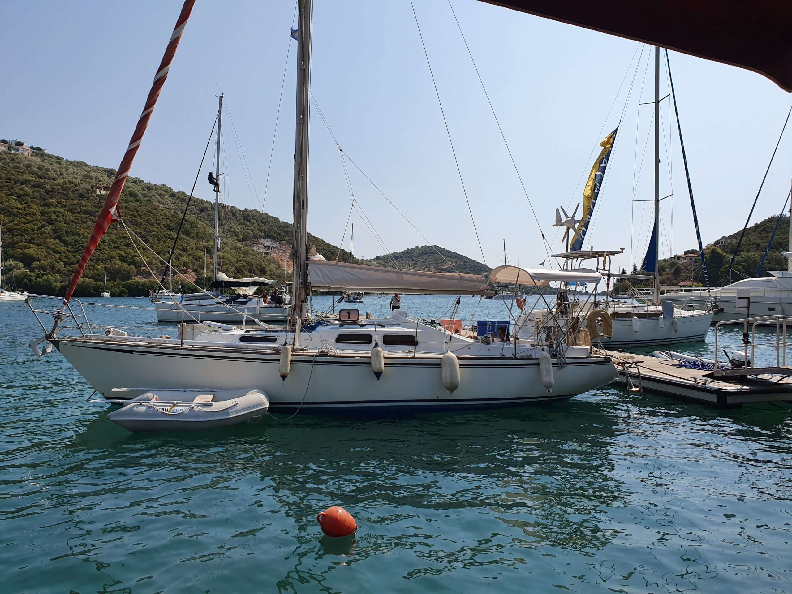 #Sparkman&Stephens, #Sagitta35 – a rare sailboat tucked in on dry in Greece