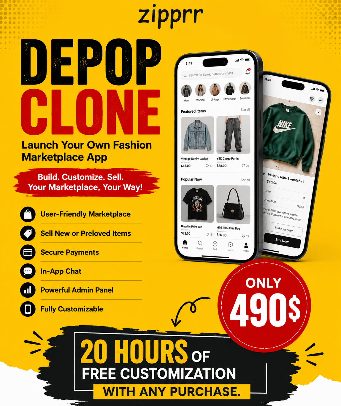 Zipprr Depop Clone — Stop Renting Someone Else’s Resale Platform